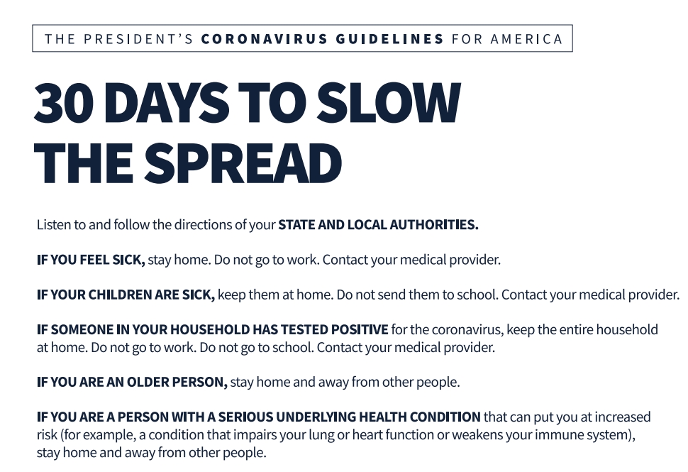 Trump Coronavirus Guidelines for America