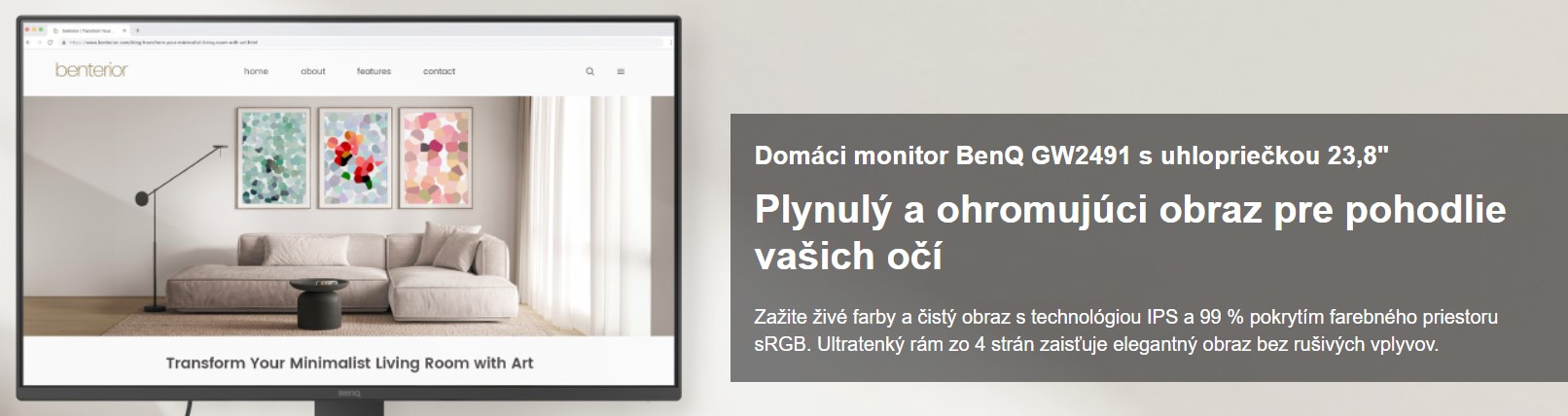 Domáci monitor BenQ GW2491 s uhlopriečkou 23,8