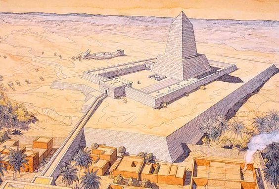 Abu Ghurab slnečný chrám - pohľad na staroegyptskú plošinu